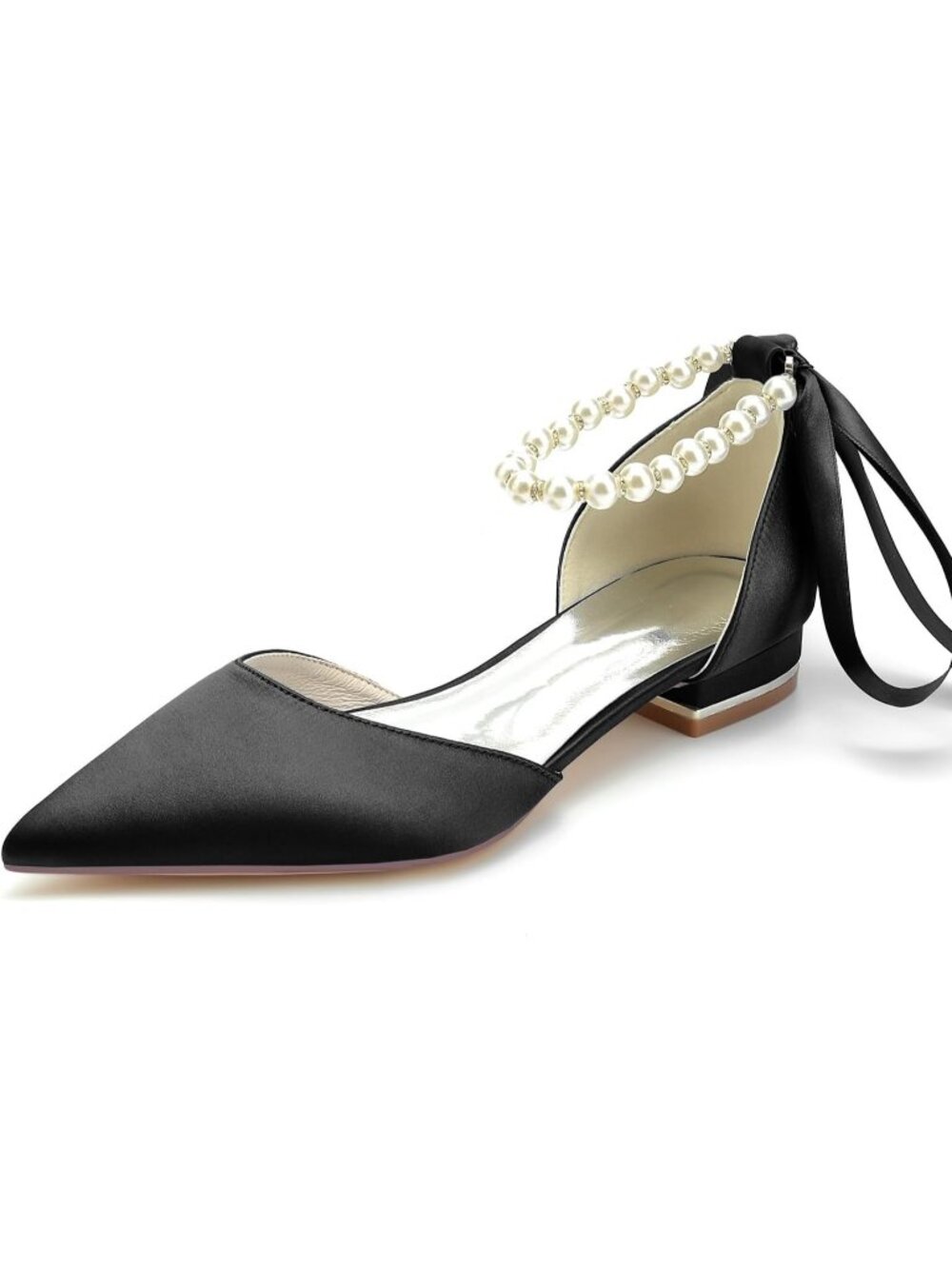 〽️Women's Black Bride Flats Pointed Toe Ankle Strap Rubber Sandals Shoes